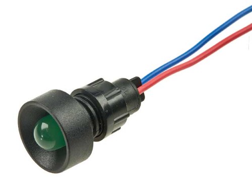 Kontrolka LED 12...24V 10mm zielona, wklęsła, z przewodem