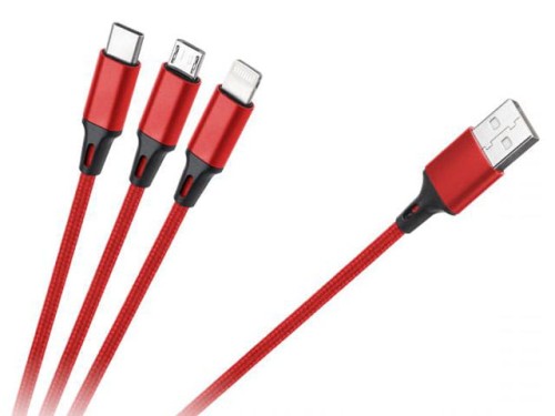 Kabel USB wtyk A - USB typ C + USB micro + Lightning