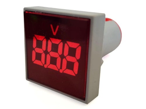 Woltomierz panelowy LED 20V-500V, czerwony, 32x32mm