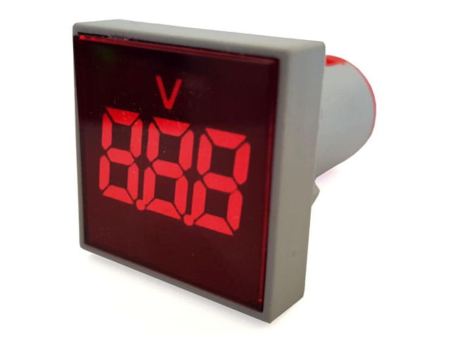 Woltomierz panelowy LED 20V-500V, czerwony, 32x32mm