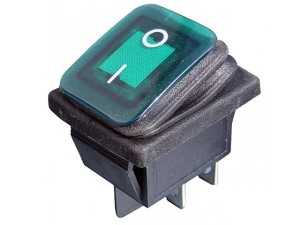 RSH201L230G; przełącznik hermetyczny klawiszowy OFF-ON bistabilny, podświetlenie zielone 230V; KCD2G