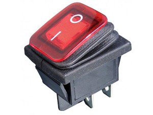 RSH201L230R; przełącznik hermetyczny klawiszowy OFF-ON bistabilny, podświetlenie czerwone 230V; KCD2R