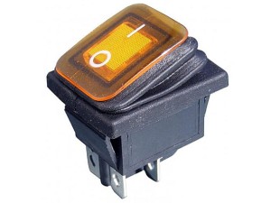 RSH201L230Y; przełącznik hermetyczny klawiszowy OFF-ON bistabilny, podświetlenie żółte 230V; KCD2Y