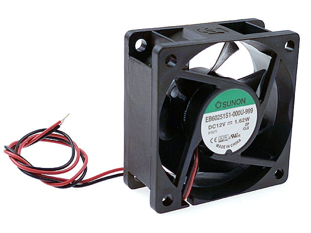 Wentylator 12VDC 60x60x25, 2 przewody, łożysko ślizgowe