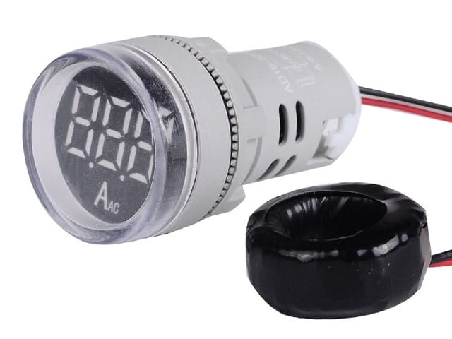 Amperomierz panelowy 100A AC, LED kolor biały