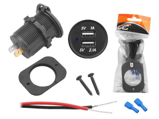 ładowarka, dwa gniazda USB, 5V 1A+2,1A do zabudowy