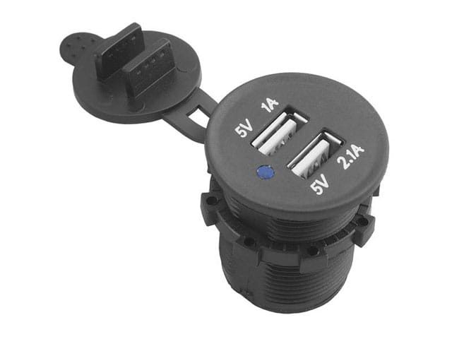 ładowarka, dwa gniazda USB, 5V 1A+2,1A do zabudowy