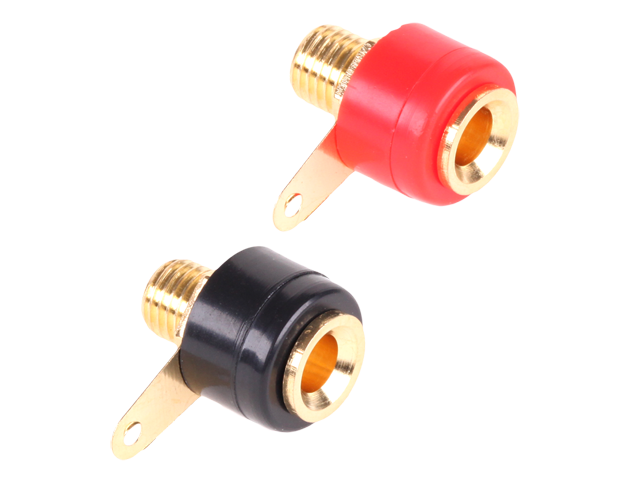 Gniazdo bananowe 4mm, 19A 60V; czerwone+czarne złocone