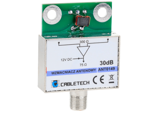 Wzmacniacz antenowy do puszki 30dB ekranowy; Cabletech