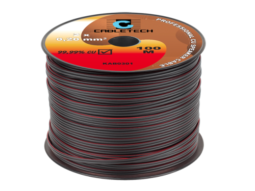 Przewód głośnikowy 2x0,20 miedziany czarny z zaznaczoną żyłą