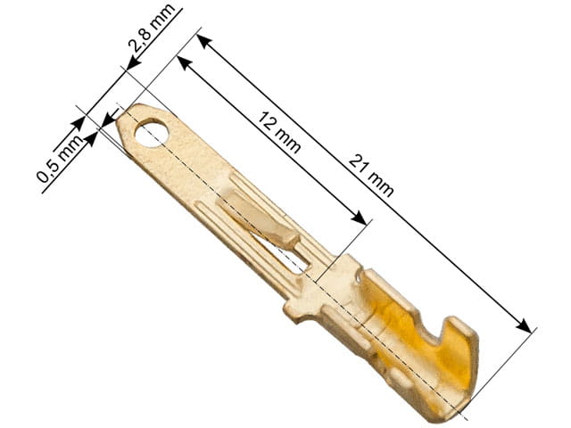 Konektor męski, wsuwka 2,8mm nieizolowany z zatrzaskiem