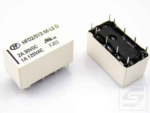 Przekaźnik dwie cewki 12VDC 2A HFD2-012-S-L2