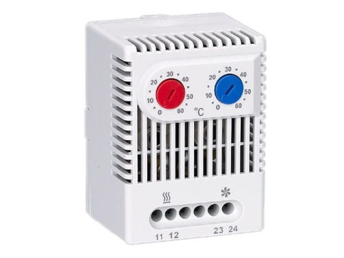 Termostat regulowany 0-60 st.C podwójny NO/NC na szynę DIN