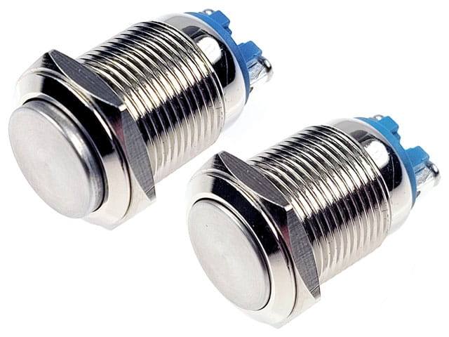 PW16PW-B; przełącznik przycisk OFF-ON bistabilny, płaski wystający , gwint 20mm