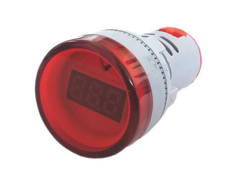 Woltomierz panelowy LED 6V-100V DC, czerwony, okrągły fi-28mm