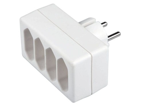 Rozgałęźnik 4 gniazda płaskie bez uziemienia