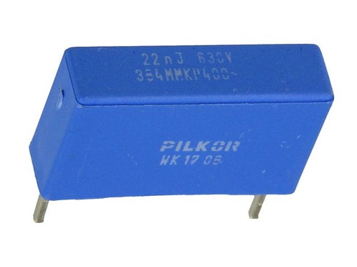 Kondensator 22nF poliestrowy, 600V DC, raster: 15mm; Pilkor
