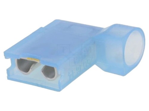 Konektor żeński 6,3mm kątowy niebieski, izolowany