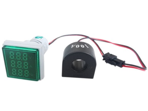 Amperomierz 100A woltomierz 500V miernik częstotliwości 100Hz, zielony