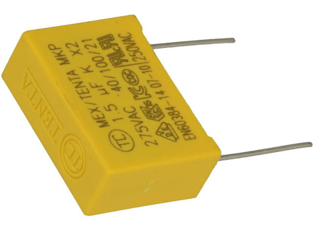 Kondensator polipropylenowy 1,5uF 275VAC MKP X2, raster 22,5mm