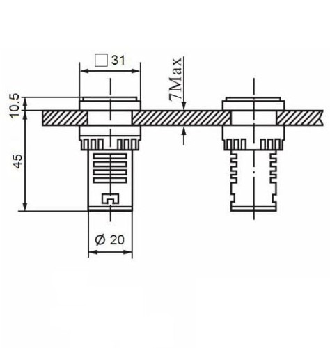 Amperomierz 100A woltomierz 500V AC, czerwony, 31x31mm