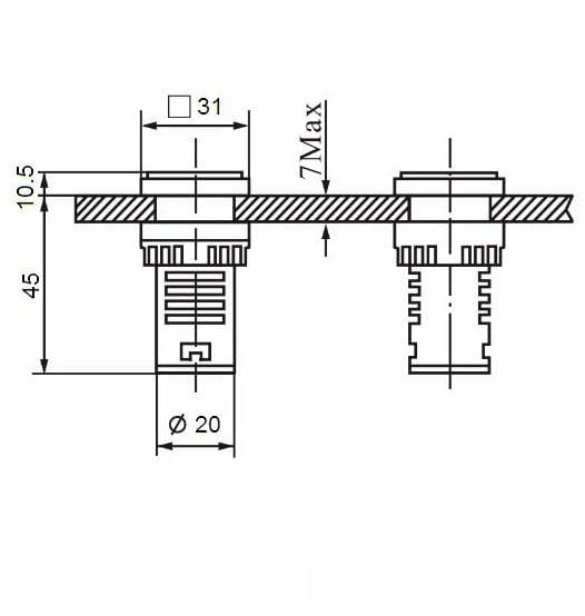 Amperomierz 100A woltomierz 500V AC, czerwony, 31x31mm