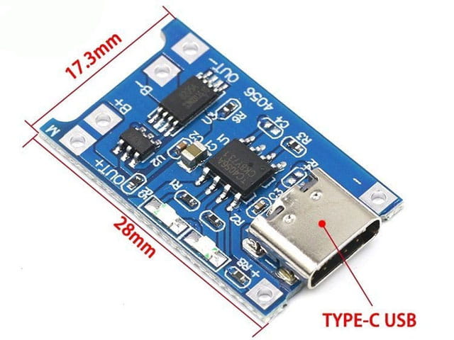 Moduł ładowania akumulatorów Li-Ion, gniazdo USB typ C
