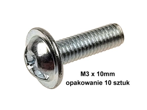 Wkręt M3x10mm, podkładkowy