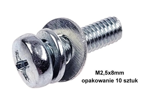 Wkręt M2,5x8mm, z podkładką, krzyżakowy