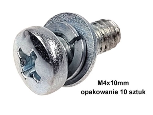 Wkręt M4x10mm, z podkładką, krzyżakowy