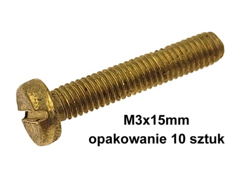 Wkręt M3x15mm mosiądz, płaski