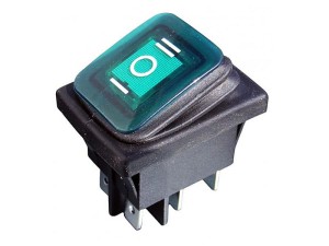 RSH203L230G; przełącznik hermetyczny klawiszowy ON-OFF-ON trzystanowy, podświetlenie zielone 230V; KCD5G 