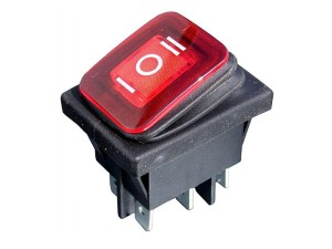 RSH203L230R; przełącznik hermetyczny klawiszowy ON-OFF-ON trzystanowy, podświetlenie czerwone 230V; KCD5R