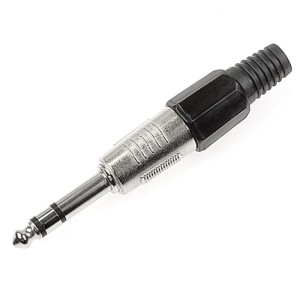 Wtyk Jack 6,3mm stereo, nikiel guma, czarny