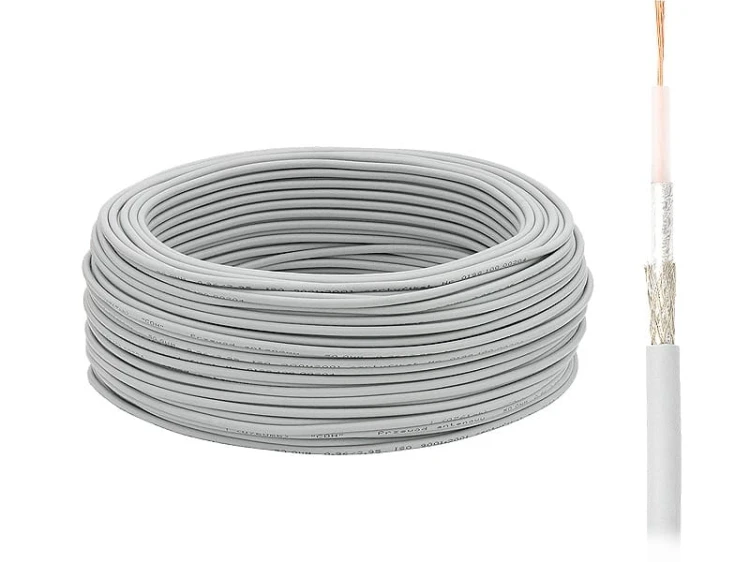Kabel koncentryczny RG58 linka CU oplot AL, szary