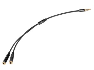 Adapter wtyk Jack 3,5mm 4p na 2 x gniazdo 3,5mm stereo, HQ