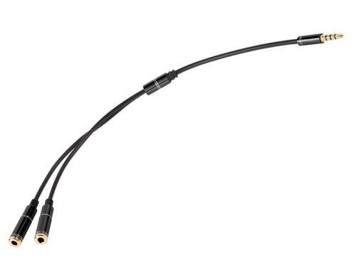 Przejściówka wtyk Jack 3,5mm 4p na 2 x gniazdo 3,5mm stereo, HQ