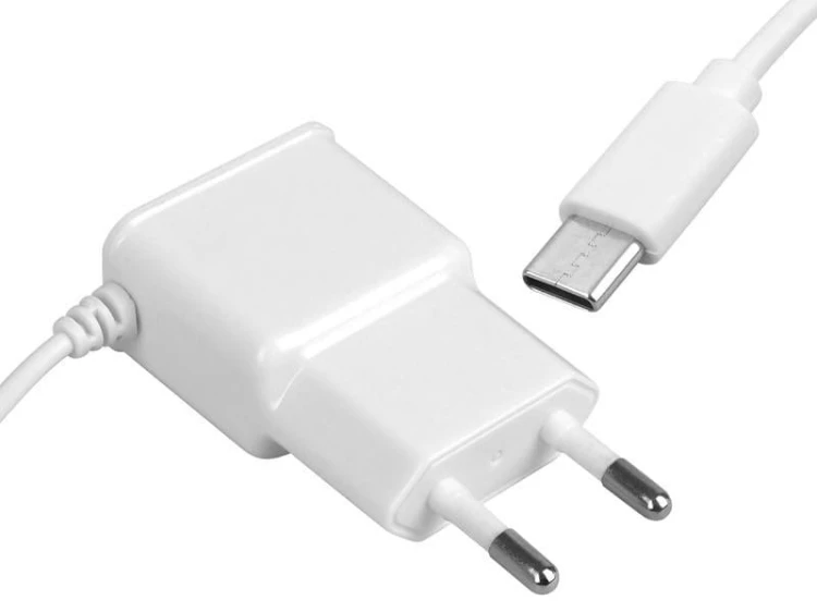 Ładowarka USB 1A z kablem typu C, biała