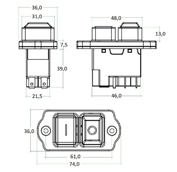 Przełącznik elektromagnetyczny DKLD DZ-6 5 pin przykręcany