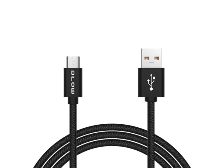Kabel USB wtyk A - wtyk micro B, 1,5m czarny, plecionka; Blow HQ