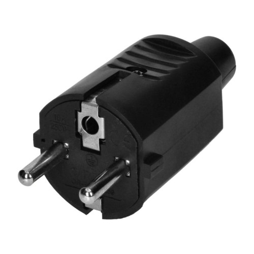 Wtyczka warsztatowa 2P+Z Uni-Schuko, czarna; ORNO 13259
