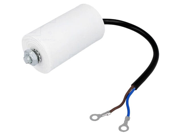 Kondensator do silników 25uF 450VAC, przewody, śruba M8; SR Passives