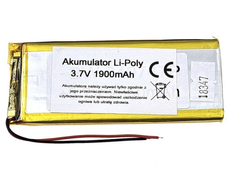Akumulator Li-Poly 3,7V 1900mAh 3,5x45x106mm