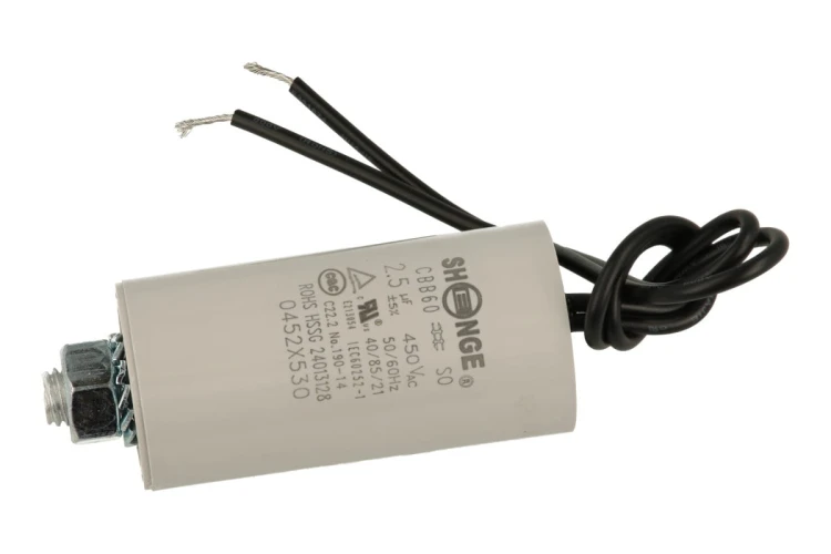 Kondensator 2,5uF 450VAC, przewody, śruba M8; Shenge