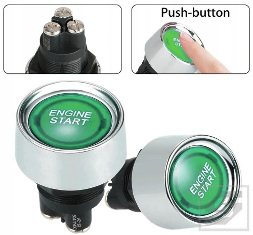 ENGINE START, podświetlany zielony