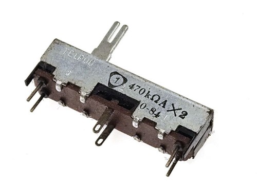 Potencjometr suwakowy 470kohm-Ax2, liniowy, krótki; Unitra Telpod