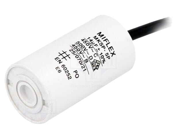 14uF 450VAC, przewody; Miflex