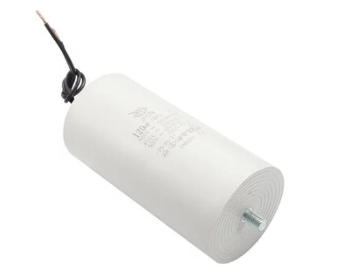 Kondensator do silników 120uF 450V, przewody, śruba M8