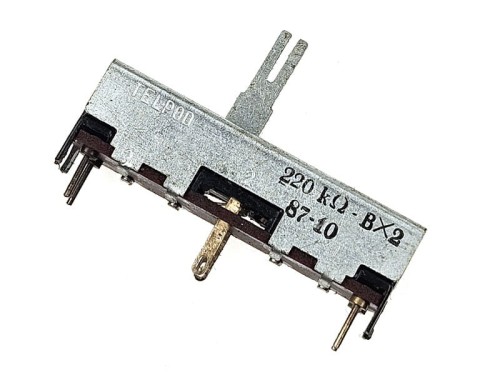 Potencjometr suwakowy 220kohm-Bx2, logarytmiczny, krótki; Unitra Telpod