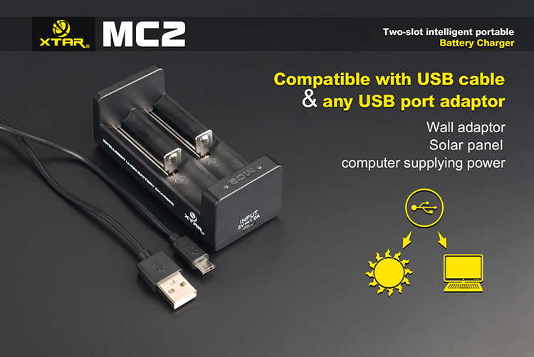 Ładowarka XTAR MC2 do ogniw Li-Ion 2 kanały, USB-C